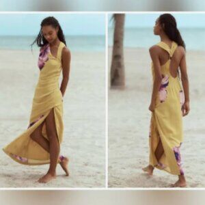 Brand New By Anthropologie Asymmetrical Linen Maxi Dress